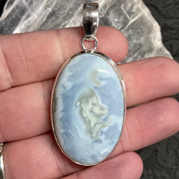 Blue Opal Pendant Crystal Stone Jewelry - Picture 1 of 7